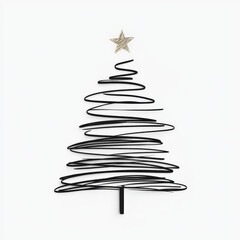 Minimalist Black Wire Christmas Tree with Star Topper for Modern Holiday Decor and Festive Celebrations in Contemporary Home Settings