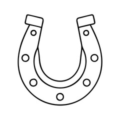 lucky horseshoe icon, new year illustration, new year icon - simple black line art of lucky horseshoe, symbolizing new year celebrations. new year vector.