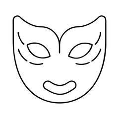 mask icon, new year illustration, new year icon - simple black line art of mask, symbolizing new year celebrations. new year vector.