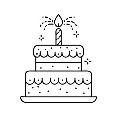 new year s cake icon, new year illustration, new year icon - simple black line art of new year s cake, symbolizing new year celebrations. new year vector.