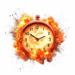 Illustration of a clock, timer, explosion, concept image idea for advertising.