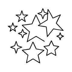 new year s stars icon, new year illustration, new year icon - simple black line art of new year s stars, symbolizing new year celebrations. new year vector.