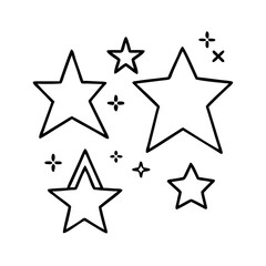 new year s stars icon, new year illustration, new year icon - simple black line art of new year s stars, symbolizing new year celebrations. new year vector.