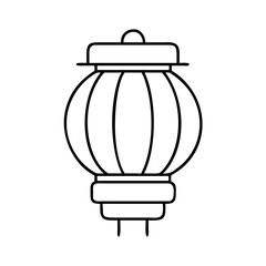 paper lantern icon, new year illustration, new year icon - simple black line art of paper lantern, symbolizing new year celebrations. new year vector.