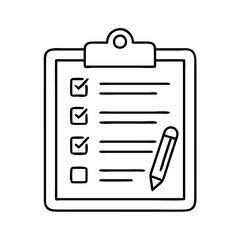 resolutions clipboard icon, new year illustration, new year icon - simple black line art of resolutions clipboard, symbolizing new year celebrations. new year vector.