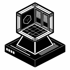 Hologram Display vector silhouette black design white background