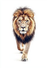 Obraz premium Lion, on an isolated transparent background. Stock photo.