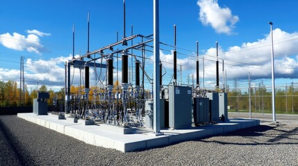 Electric Power Station with Power Lines