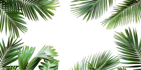 Palm Leaf Frame with Copy Space Isolated on White Background