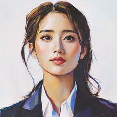 Portrait of Asian Businesswoman Against White Background