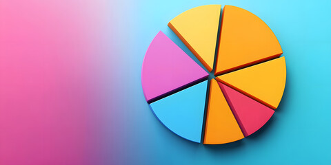 Obraz premium Vibrant colorful pie chart with gradient background