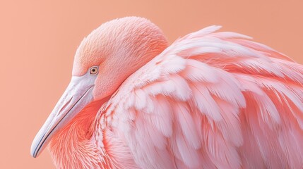Fototapeta premium A bird of paradise in pastel pink stands and poses, generated by AI.