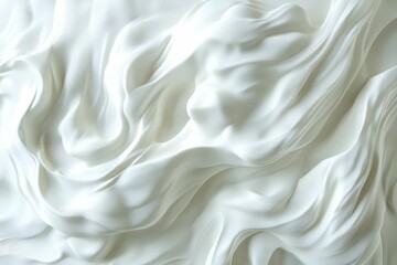 Fototapeta premium Creamy white fabric, soft folds, flowing texture.