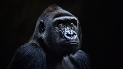 gorilla on a dark background