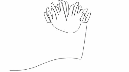 Video. French fries in continuous line art. Fried potato sticks in modern single line drawing style. Animation on white background. 4K.