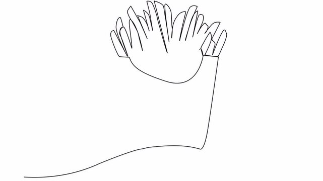 Video. French fries in continuous line art. Fried potato sticks in modern single line drawing style. Animation on white background. 4K.