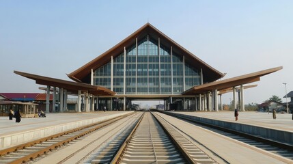 Obraz premium Modern Railway Station in Laos Near China