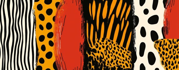 Wild and vibrant geometric safari animal print patterns.