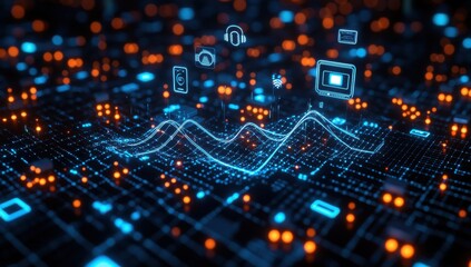 Obraz premium technology background with circuit board and digital connections