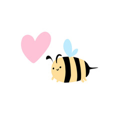 bee cartoons and heart illustration