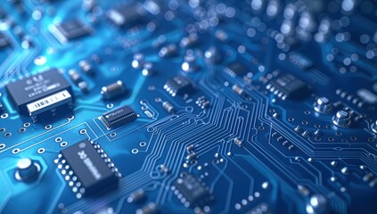 Obraz premium A close up of a circuit board with many small components