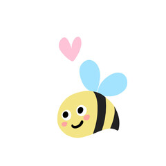 bee cartoons and heart illustration