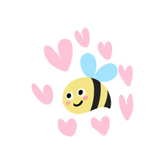 bee cartoons and heart illustration