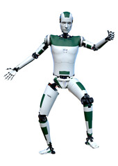 3D Rendering Male Robot on White