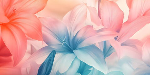 Close-up of delicate pink and blue flowers