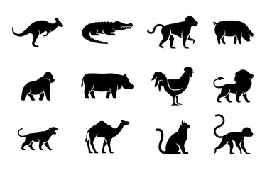  Animals logos collection. Animal logo set. Geometrical abstract logos. Icon design