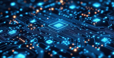 Fototapeta premium technology background with circuit board and digital connections