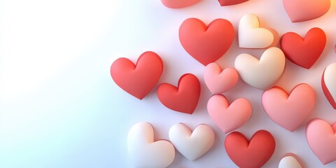 Colorful collection of decorative hearts in various shades creating a warm and inviting background for celebrations or special occasions