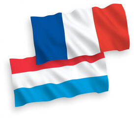 Flags of France and Luxembourg on a white background