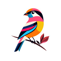 Obraz premium A colorful artistic representation of a bird perched on a branch. transparent background.