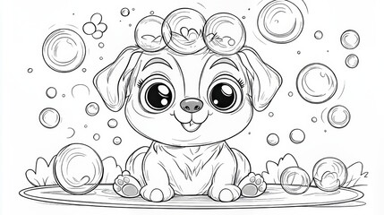 A captivating dog illustration with crisp, easy-to-color lines and neat outlines, ideal for educational materials aimed at children.