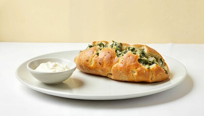 Creamy Spinach Dip in Fresh Bread Bowl with White Sauce Accompaniment
