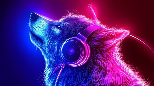 E-Sport background wallpaper with a stock image of a wolf animal head logo design, showcasing an illustration gaming mascot.