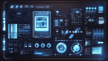 Fototapeta premium Futuristic Interface with Blue and Black Color Scheme