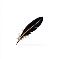 Obraz premium A sleek black feather on a white background, perfect for design and creativity. isolated on white background.