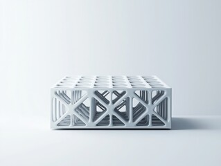 Fototapeta premium Innovative floating metal lattice design modern architecture 3d render minimalist environment aerial perspective futuristic concepts for urban spaces