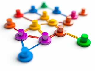 Fototapeta premium Colorful objects connected, forming network.