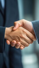 Obraz premium Businessman handshake symbolizing teamwork in corporate merger and acquisition process