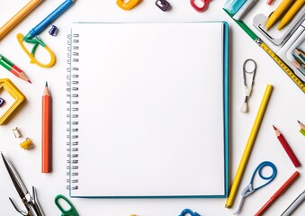 school stationery isolated on white