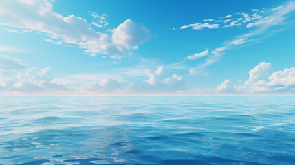 Obraz premium sea landscape. sky over calm sea. Blue sea and sunny sky on horizon over calm water