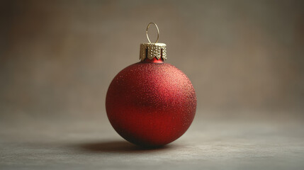 a red christmas ball with a gold ornamer on it
