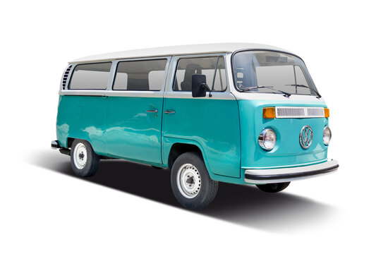 VW Transporter T2 classic van, side view isolated. PNG