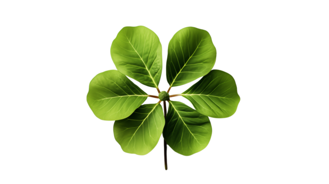 Three-leaf green clover with smooth texture, representing natures charm, isolated on transparent background. - Powered by Adobe
