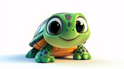 Fototapeta premium Adorable Baby Turtle Cute Cartoon Sea Reptile 3D Render