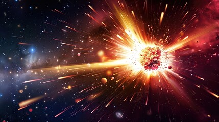 Big Bang colorful space galaxy fog cloud nebula. Universe science astronomy and stary night cosmos mockup background. Supernova concept wallpaper