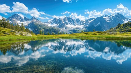 Fototapeta premium Mountain Lake Reflection in the Alps